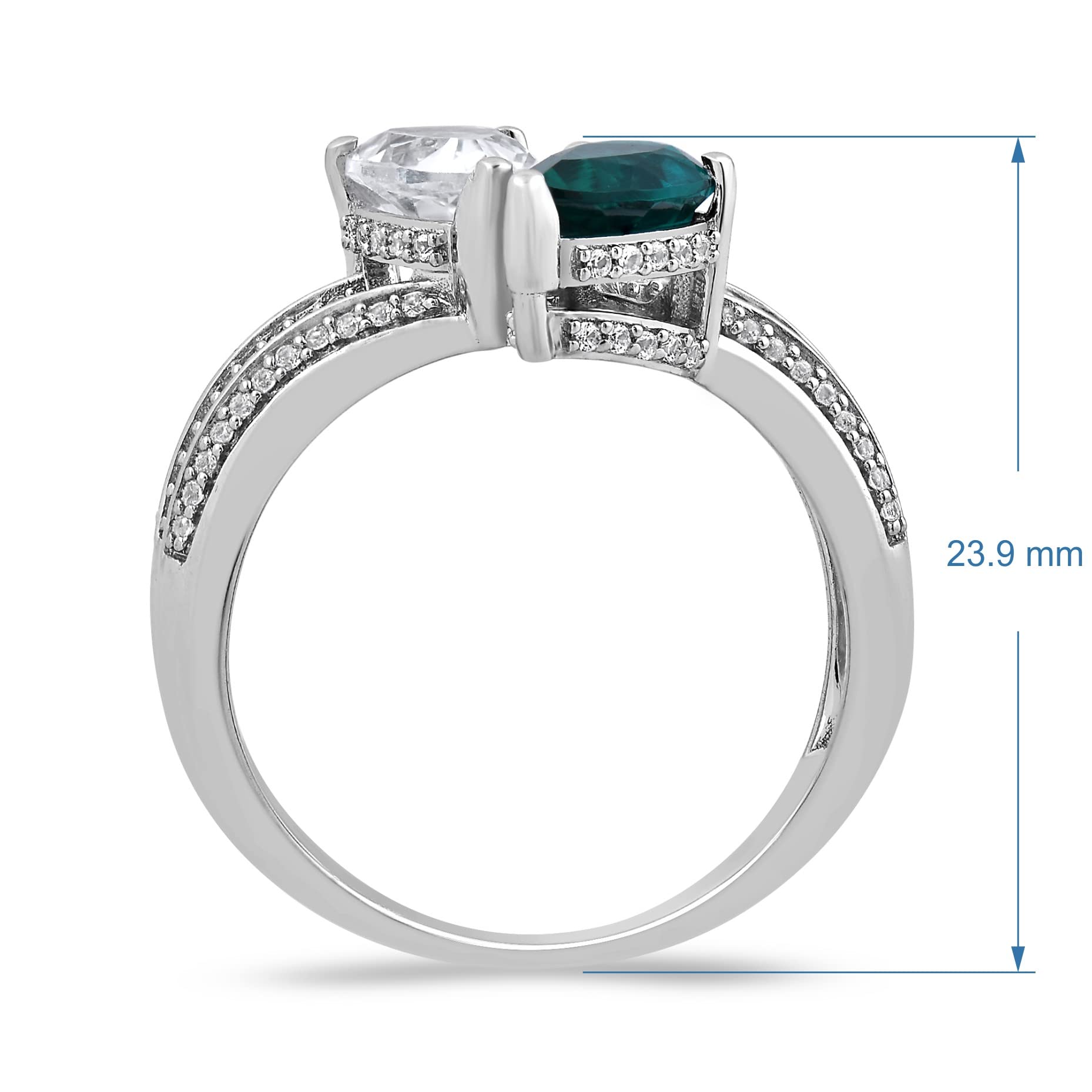 Sterling Silver Created Emerald & White Sapphire Halo Ring – Perfect Gift For Her