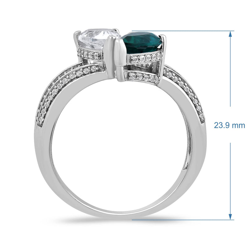 Jewelili Sterling Silver with Created White Sapphire and Created Emerald Megan Fox’s Engagement Ring
