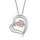Load image into Gallery viewer, Jewelili Sterling Silver and 10K Rose Gold With 1/10 CTTW Diamonds Two Tone Heart Pendant Necklace
