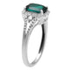 Load image into Gallery viewer, Jewelili Halo Ring with Octagon Created Emerald and Created White Sapphire in Sterling Silver View 5
