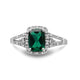 Load image into Gallery viewer, Jewelili Ring with Simulated Emerald and Round Diamonds in 10K White Gold View 2

