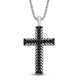 Load image into Gallery viewer, Jewelili Sterling Silver With 1/2 CTTW Treated Black Round Diamonds Men&#39;s Cross Pendant Necklace
