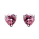 Load image into Gallery viewer, Jewelili 10K White Gold With Heart Shape Pink Cubic Zirconia Stud Earrings
