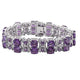 Load image into Gallery viewer, Jewelili Sterling Silver 8 x 8mm Cushion Shape Amethyst and Round Shape White Topaz Tennis Bracelet, 7.5&quot;

