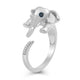 Load image into Gallery viewer, Jewelili Elephant Ring with Treated Blue Diamonds and White Diamonds in Sterling Silver View 4
