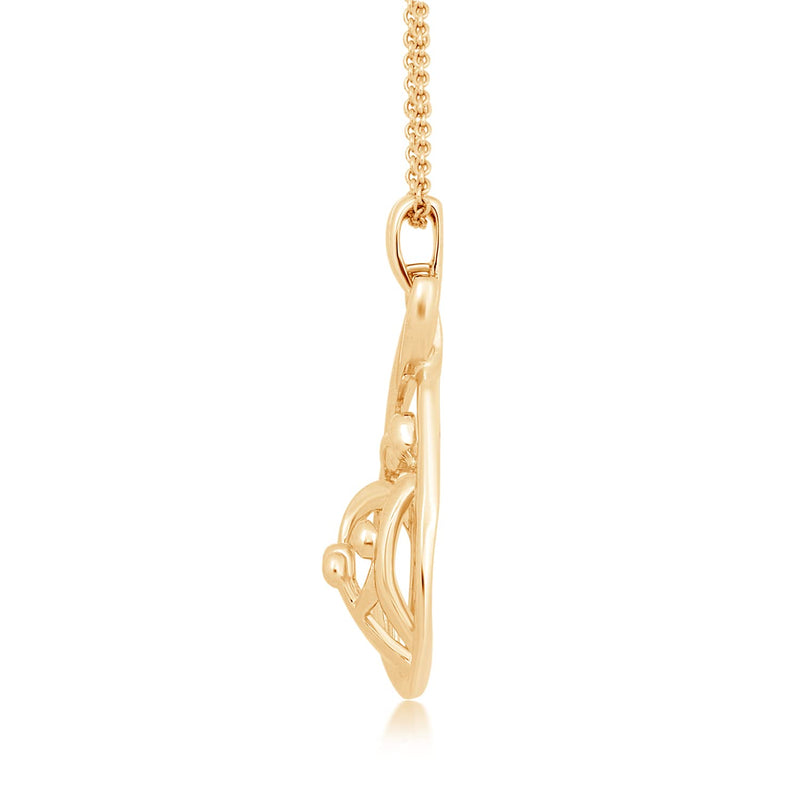 Jewelili Parent and Three Children Family Teardrop Pendant Necklace in 18K Yellow Gold over Sterling Silver View 2