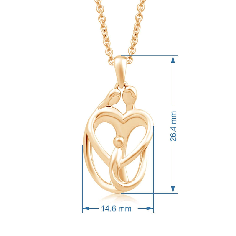 Jewelili Parents and One Child Family Heart Pendant Necklace in 18K Yellow Gold over Sterling Silver View 4