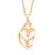 Load image into Gallery viewer, Jewelili Parents and One Child Family Heart Pendant Necklace in 18K Yellow Gold over Sterling Silver View 1
