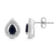 Load image into Gallery viewer, Jewelili Teardrop Drop Earrings with Pear Shape Genuine Blue Sapphire and Natural White Round Shape Diamonds in Sterling Silver View 1
