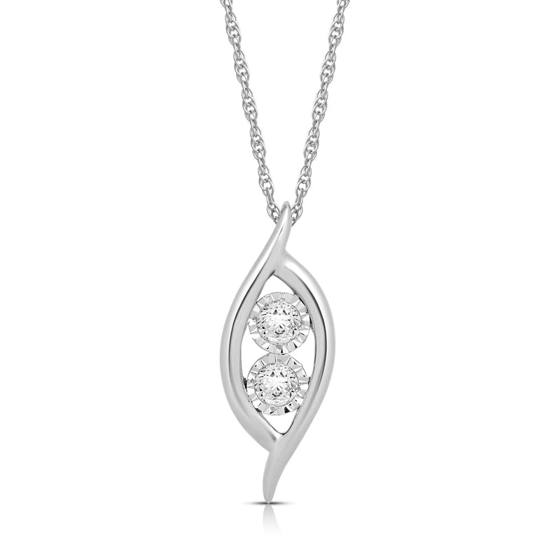 Jewelili Sterling Silver With 1/10 CTTW Diamonds Fashion Pendant Necklace