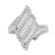 Load image into Gallery viewer, Jewelili 10K White Gold With 1.00 CTTW Baguette and Round Natural White Diamonds Cluster Ring
