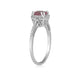 Load image into Gallery viewer, Jewelili 10K White Gold With 1/10 CTTW Round Diamonds and Cushion Garnet Ring
