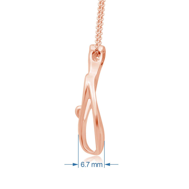 Jewelili Parent One Child Family Heart Pendant Necklace in 14K Rose Gold over Sterling Silver View 5