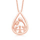 Load image into Gallery viewer, Jewelili 14K Rose Gold Over Sterling Silver With Parent and Three Children Family Teardrop Pendant Necklace
