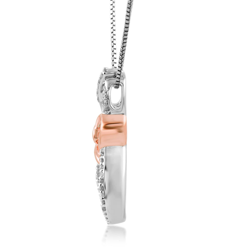 Jewelili Hallmark Fine Jewelry Rose Gold Over Sterling Silver With 1/6 CTTW Natural White Diamonds Heart Twisted Infinity Pendant Necklace
