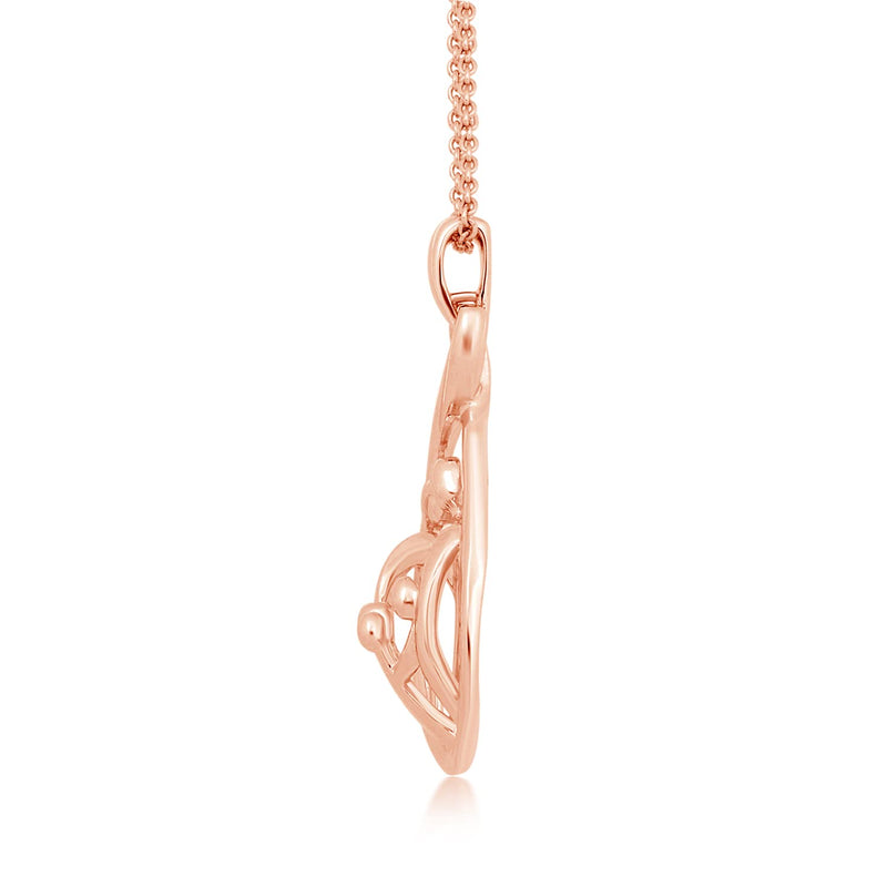 Jewelili Parent and Three Children Family Pendant Necklace in 14K Rose Gold over Sterling Silver View 2