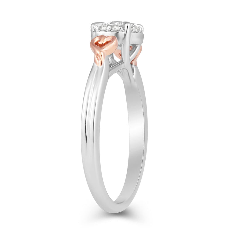 Jewelili 10K White Gold and Rose Gold With 1/2 CTTW Natural White Round Diamonds Engagement Ring