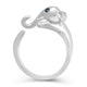 Load image into Gallery viewer, Jewelili Elephant Ring with Treated Blue Diamonds and White Diamonds in Sterling Silver View 3

