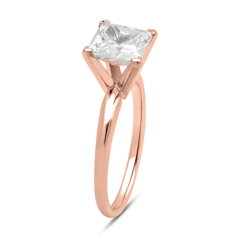 Jewelili Cubic Zirconia Solitaire Princess cut Engagement Ring in 14K Rose Gold View 1