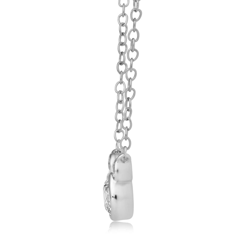 Jewelili Disney Mickey & Friends 10K White Gold with 1/2 CTTW Diamonds Mickey Fashion Pendant Necklace