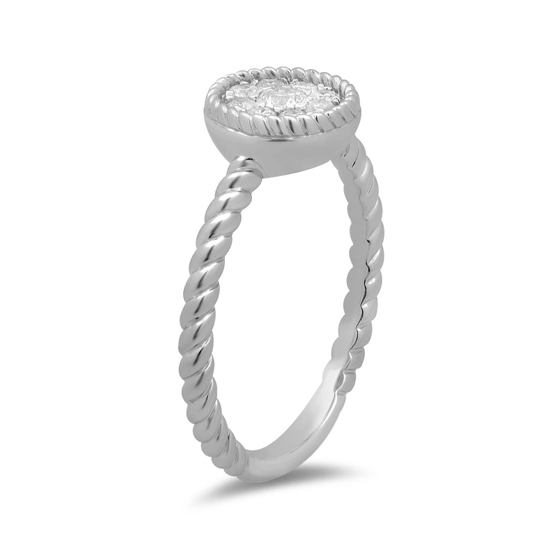 Jewelili Rope Cluster Ring with Natural White Diamond in Sterling Silver 1/4 CTTW View 4