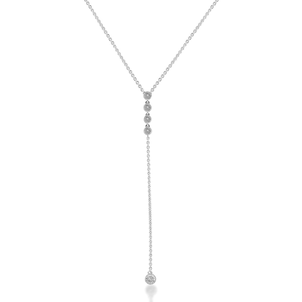 Jewelili Sterling Silver With Natural White Diamonds Long Chain Necklace