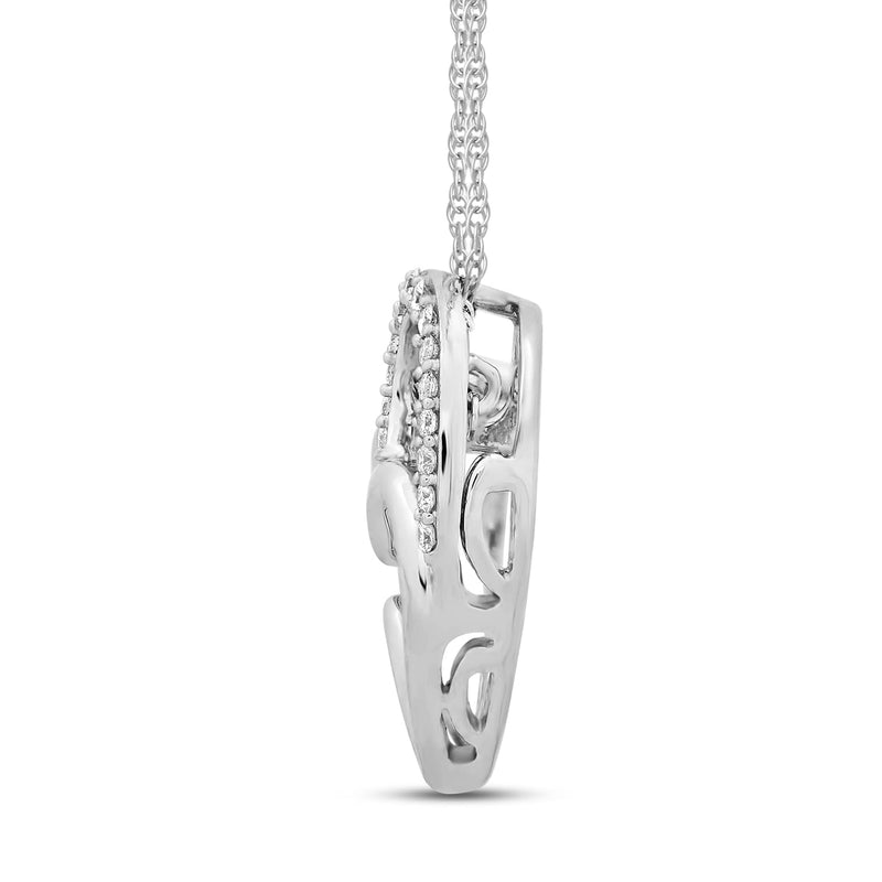 Jewelili Dancing Cat Pendant Necklace with Natural White Round Cut Diamonds in Sterling Silver 1/10 CTTW View 2