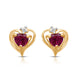 Load image into Gallery viewer, Jewelili Cubic Zirconia Heart Ring, Stud Earrings and Pendant Necklace Jewelry Set with Created Ruby in 18K Yellow Gold over Sterling Silver View 3
