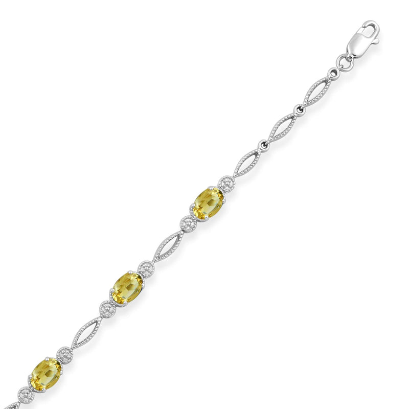 Jewelili Fashion Bracelet with Citrine in Sterling Silver View 2