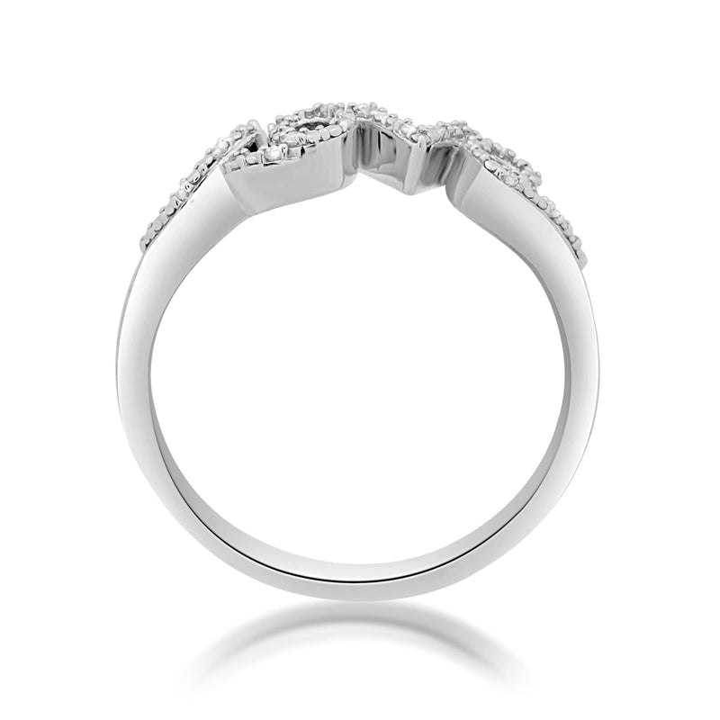Jewelili Sterling Silver With Natural White Diamonds Love Cut Outs Ring