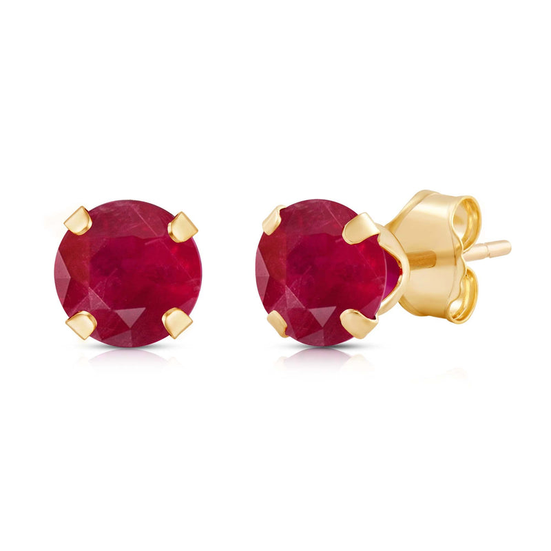 Jewelili Stud Earrings with Round Shape Created Ruby in 10K Yellow Gold