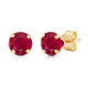 Load image into Gallery viewer, Jewelili Stud Earrings with Round Shape Created Ruby in 10K Yellow Gold
