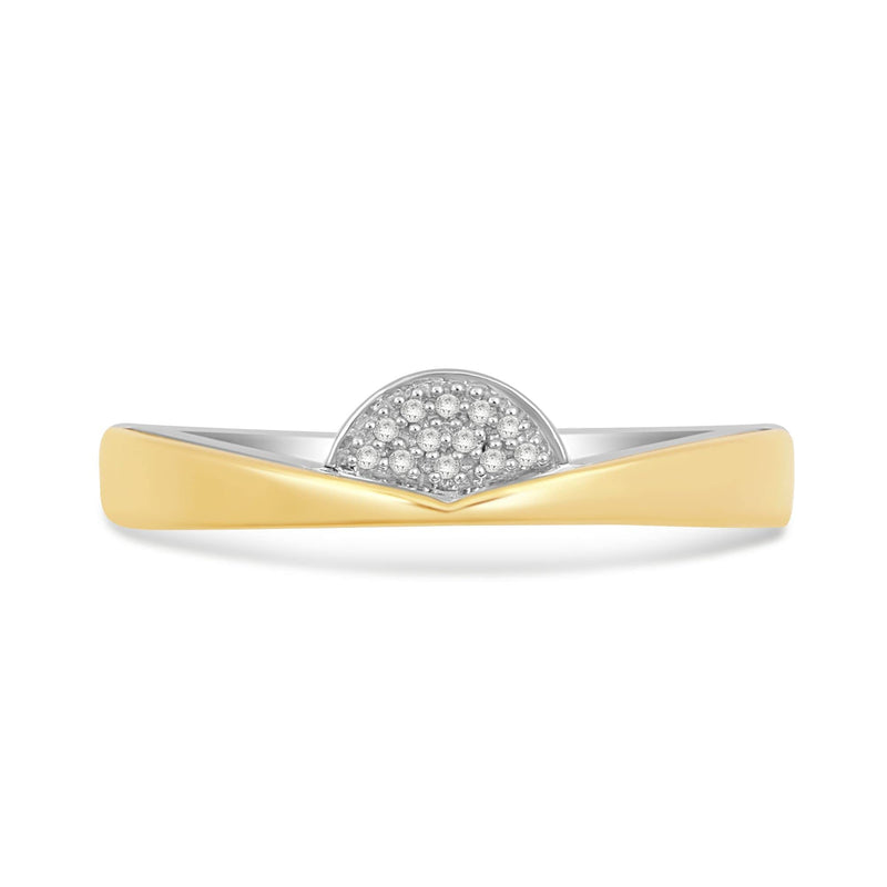 Jewelili Sterling Silver and 10K Yellow Gold With Natural White Diamonds Anniversary Ring