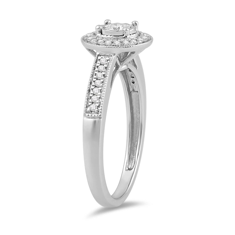Jewelili Engagement Ring with Natural White Diamond in Sterling Silver 1/3 View 4