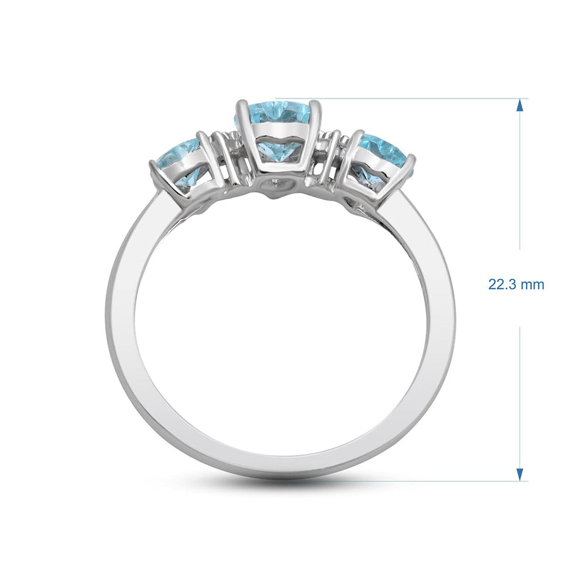 Jewelili Sterling Silver with Heart Shape Aquamarine and Natural White Round Diamonds Promise Ring