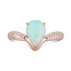Load image into Gallery viewer, Jewelili 10K Rose Gold With Created Opal and Natural White Diamonds Teardrop Ring
