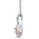 Load image into Gallery viewer, Jewelili Halo Pendant Necklace with Natural White Round Diamonds in 10K Rose Gold over Sterling Silver 1/6 CTTW View 2
