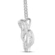 Load image into Gallery viewer, Jewelili Intertwined Double Heart Pendant Necklace with Natural White Round Diamonds in Sterling Silver View 2
