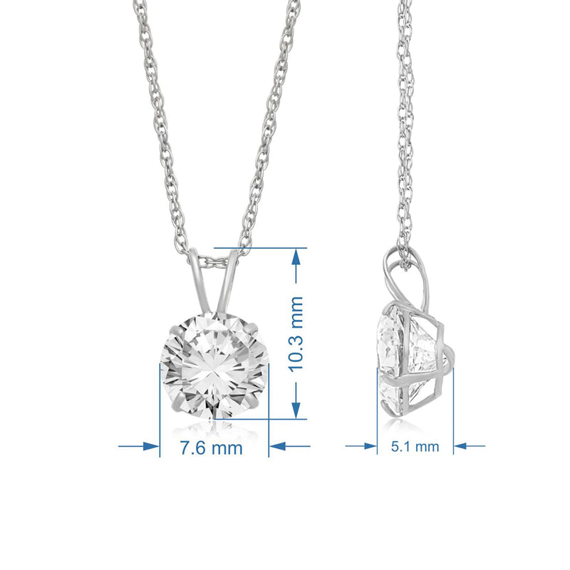 Jewelili Round Cubic Zirconia Solitaire Pendant Necklace in 10K White Gold View 4