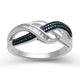 Load image into Gallery viewer, Jewelili Sterling Silver With 1/6 CTTW Treated Blue Diamonds and Natural White Diamonds Wedding Band

