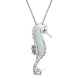 Load image into Gallery viewer, Jewelili Sterling Silver with Created Opal and White Round Diamonds Seahorse Pendant Necklace
