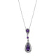 Load image into Gallery viewer, Jewelili Teardrop Pendant Necklace with Checkerboard Amethyst and Created White Sapphire in Sterling Silver View 1
