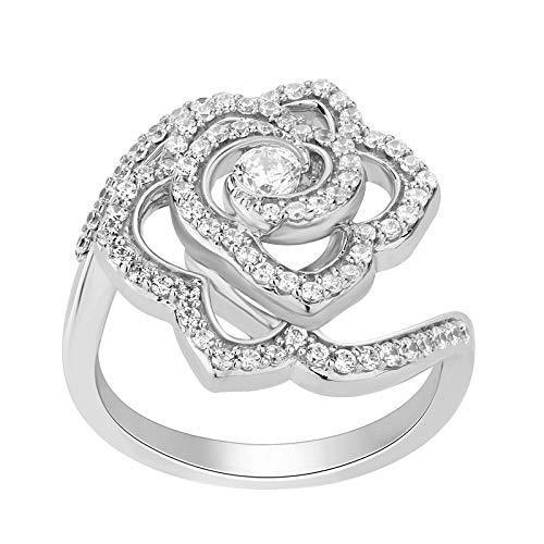 Enchanted Disney Fine Jewelry 14K White Gold 5/8CTTW Belle Rose Ring