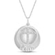 Load image into Gallery viewer, Jewelili Sterling Silver With Natural White Diamond Accent Faith Beaded Message Cross Pendant Necklace
