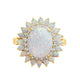 Load image into Gallery viewer, Jewelili Blooming Ring in 18K Yellow Gold Over Sterling Silver Oval and Pear Shape Created Opal with Round Created White Sapphire
