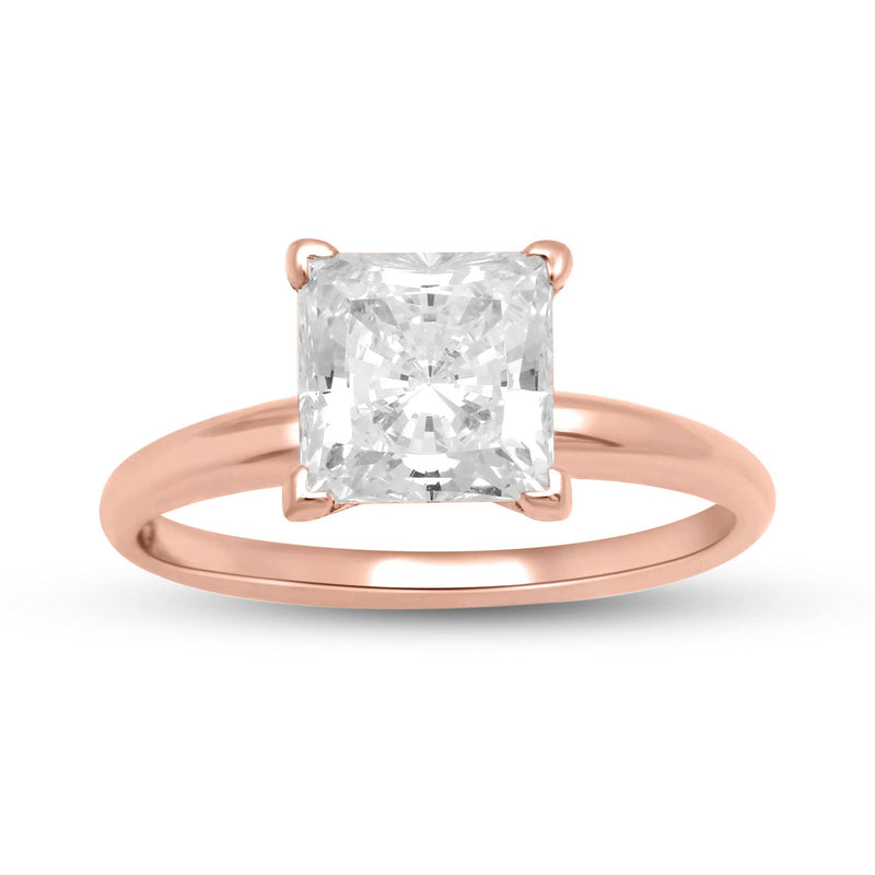 Jewelili Cubic Zirconia Solitaire Princess cut Engagement Ring in 14K Rose Gold