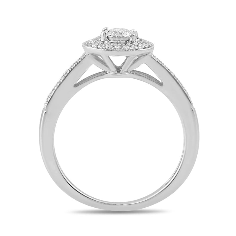 Jewelili Engagement Ring with Natural White Diamond in Sterling Silver 1/3 View 3
