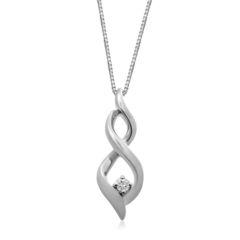 Jewelili Sterling Silver With Diamonds Pendant Necklace