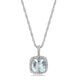Load image into Gallery viewer, Jewelili Halo Pendant Necklace with Aquamarine and Natural White Diamonds in 10K White Gold View 1

