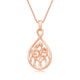 Load image into Gallery viewer, Jewelili Parent and Four Children Family Teardrop Pendant Necklace in 14K Rose Gold over Sterling Silver View 1

